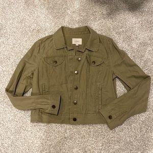 LOFT Green Denim-blend/Linen Jacket
